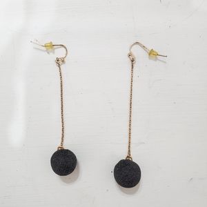 Black Ball Dangle Earrings